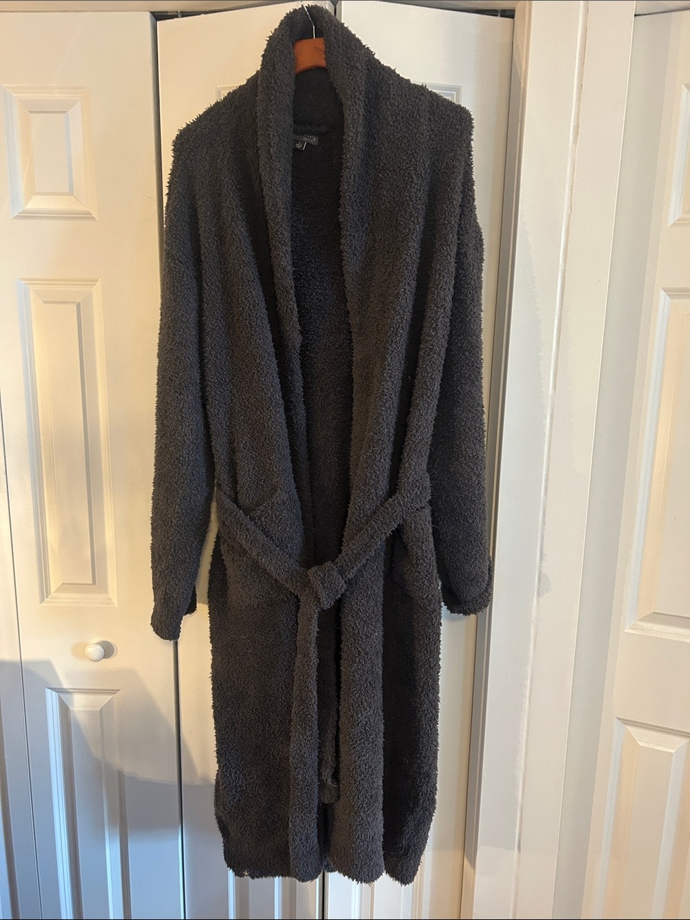 Barefoot Dreams Long Plush Robe in Dark Charcoal